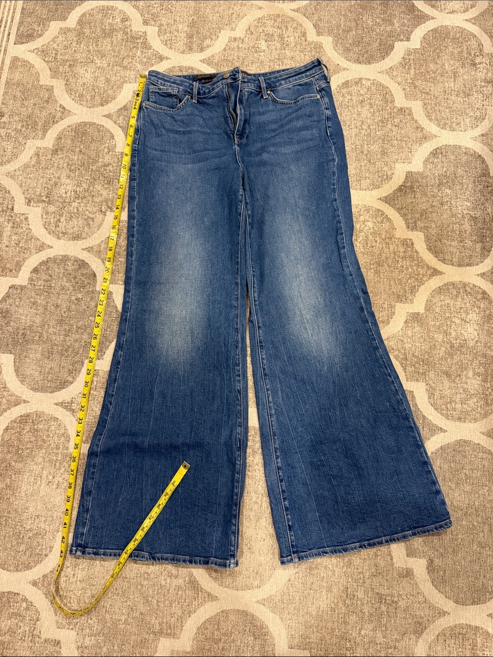 NYDJ Mia Palazzo Wide Leg Flare Jeans in Medium Blue Wash